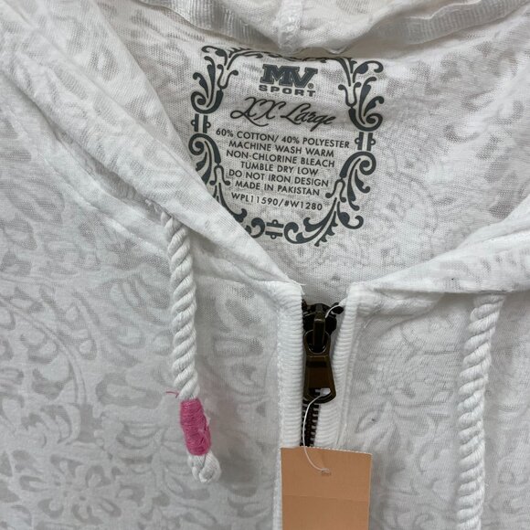 MV Sport White textured Hoodie size XXL - Picture 2 of 4